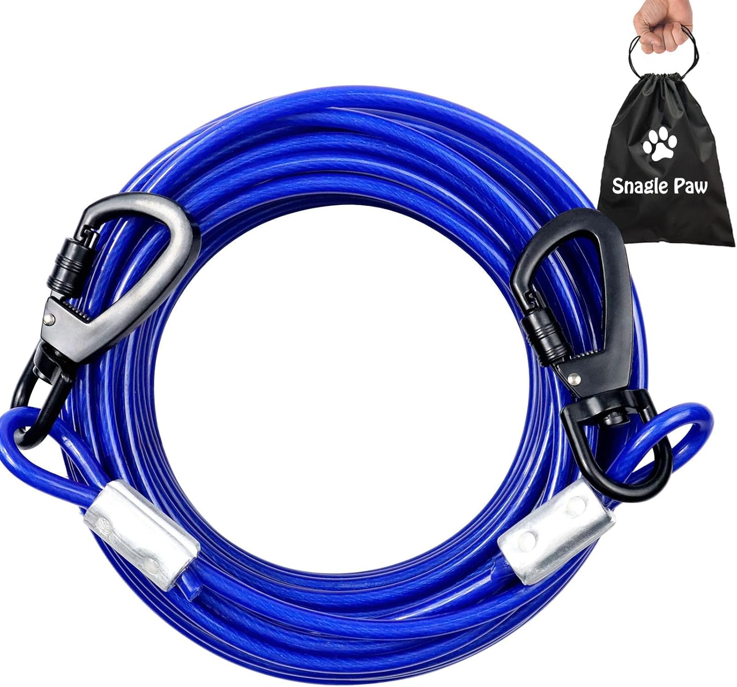 Tie Out Cable for Dogs, 10FT Dog Leads for Yard Chew Proof, Heavy Duty Dog Tie Out Cable for Large Dogs Up to 126lbs, Durable Dog Runner for Yard or Camping - PuriLite