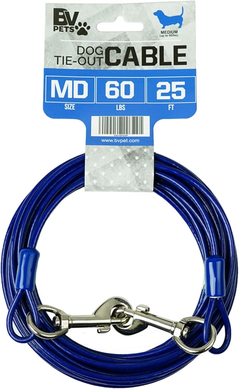BV Pet Medium Tie Out Cable for Dog up to 60 Pound, 25-Feet - PuriLite