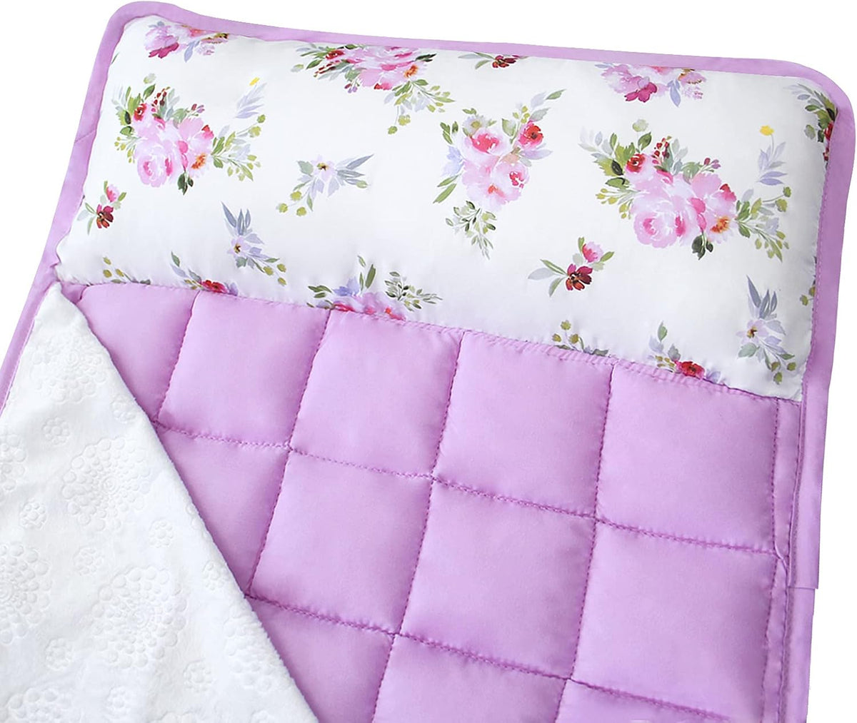 Toddler Nap Mat with Pillow and Fleece Minky Blanket, Kids Sleeping Bag Lightweight and Soft Perfect for Kids Preschool, Daycare, Travel Sleeping Bag Boys and Girls, Fit Standard Cot - PuriLite