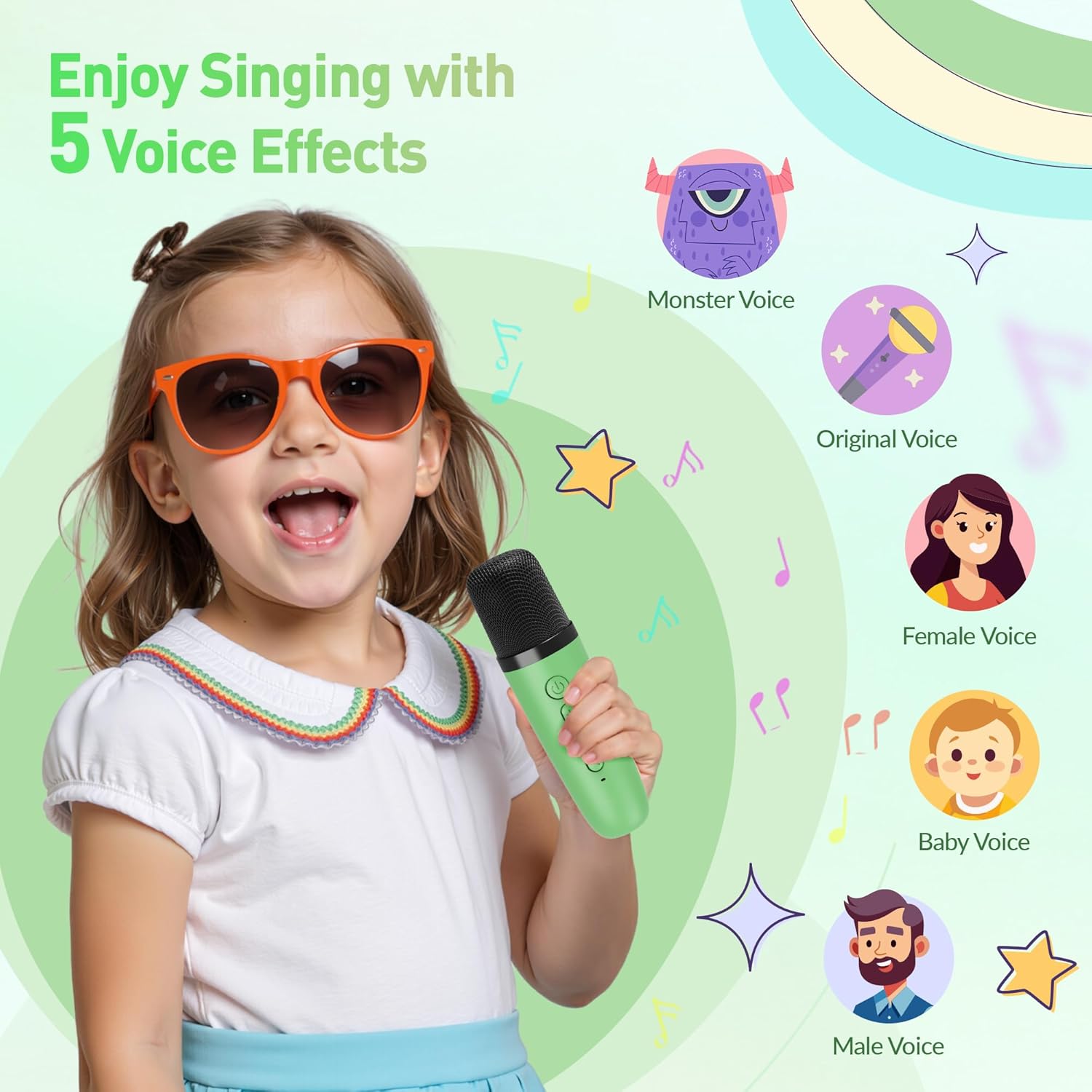 Karaoke Machine, Portable Bluetooth Karaoke Speaker with 2 Wireless Microphones and Party Lights for Kids and Adults, Birthday Gifts for Girls Boys Family Home Party (Beige2) - PuriLite