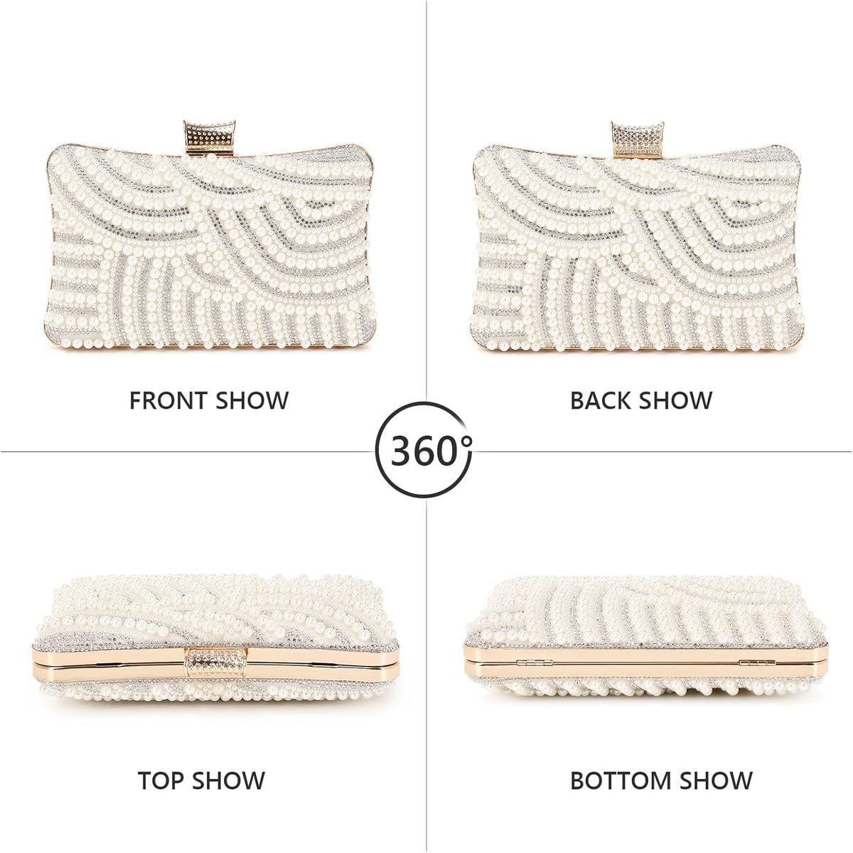 Women's Evening Handbags Pearl Clutch Purse Beaded bag Bridal Clutch wedding Purse - PuriLite