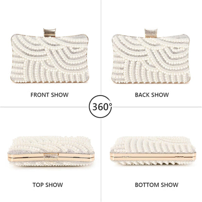 Women's Evening Handbags Pearl Clutch Purse Beaded bag Bridal Clutch wedding Purse - PuriLite