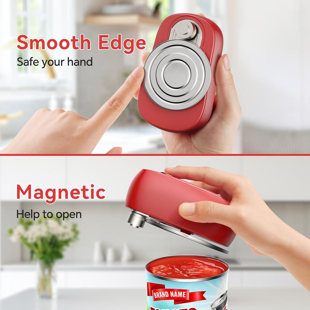 Osnil Rechargeable Electric can Opener for Seniors, Arthritis and Mum Automatic Open Any Size can with Smooth Edge Food-Safe with Rechargeable Battery and USB Cable - PuriLite