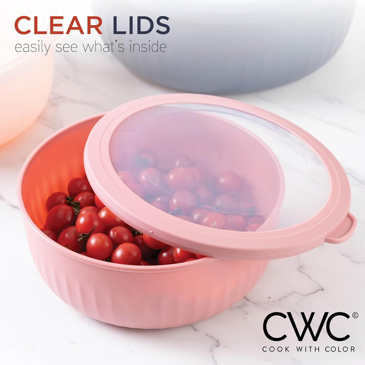 COOK WITH COLOR Prep Bowls with Lids- 8 Piece Nesting Plastic Small Mixing Bowl Set with Lids (Teal Ombre) - PuriLite