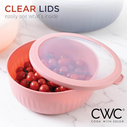 COOK WITH COLOR Prep Bowls with Lids- 8 Piece Nesting Plastic Small Mixing Bowl Set with Lids (Teal Ombre) - PuriLite