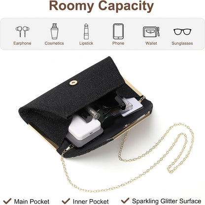 DTGN Evening Bags Clutch Purses for Women Formal, Purse Handbag Crossbody Bag Strap Shoulder Bag for Wedding Guest Party - PuriLite