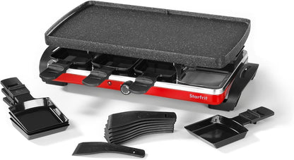 Starfrit The Rock Electric Raclette - 8 Person Party Grill - 8 Spatulas - Reversible Plate - 1500W - PuriLite