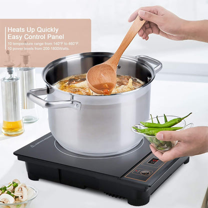 Duxtop 1800W Portable Induction Cooktop Countertop Burner, Gold 8100MC/BT-180G3 - PuriLite