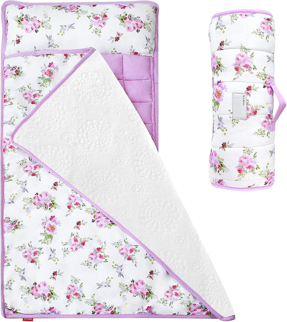 Toddler Nap Mat with Pillow and Fleece Minky Blanket, Kids Sleeping Bag Lightweight and Soft Perfect for Kids Preschool, Daycare, Travel Sleeping Bag Boys and Girls, Fit Standard Cot - PuriLite