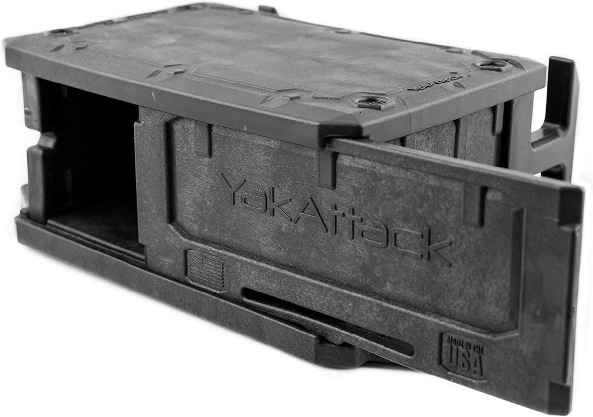 YakAttack CellBlok Track Mounted Battery Box for Fish Finders | Quick-Release Battery Storage & Mounting Platform | Fits GearTrac & Most Kayak Track Systems | Made in USA - PuriLite