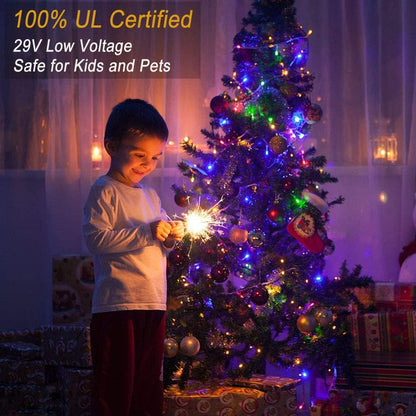 Haili Halloween Lights Outdoor, 105 FT 300 LED Halloween String Lights with Memory Function, Plug in 8 Mode String Lights for Halloween,Christmas,Party, Patio, House Decoration (Purple Orange) - PuriLite