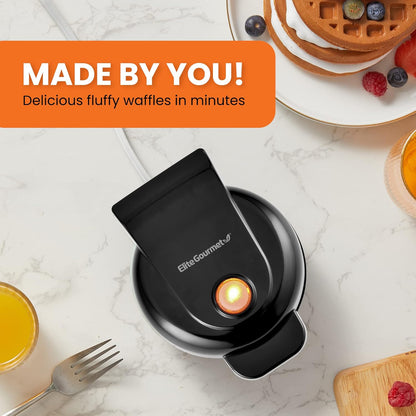 Elite Gourmet EWM015M Electric Nonstick Mini Waffle Maker, Belgian Waffles, Compact Design, Hash Browns, Keto, Snacks, Sandwich, Eggs, Easy to Clean, Mint - PuriLite