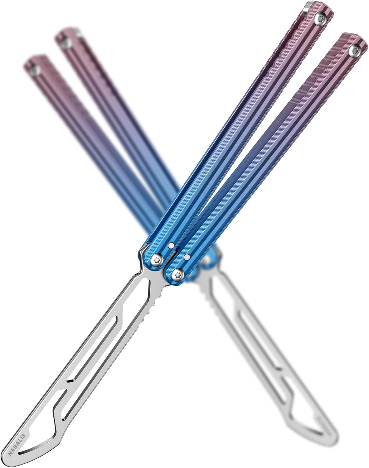 Nabalis Impulse Butterfly Knife Balisong Trainer for Practicing Flipping, Blunt Practice, No Edge Tool，Lightweight，Blue - PuriLite