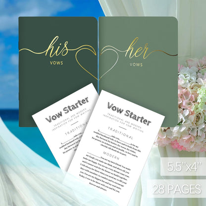 LSSH GmbH Vow Books - His and Hers Wedding Essentials, 28 Pages, 5.5" X 4" (Dark Green & Sage) - PuriLite