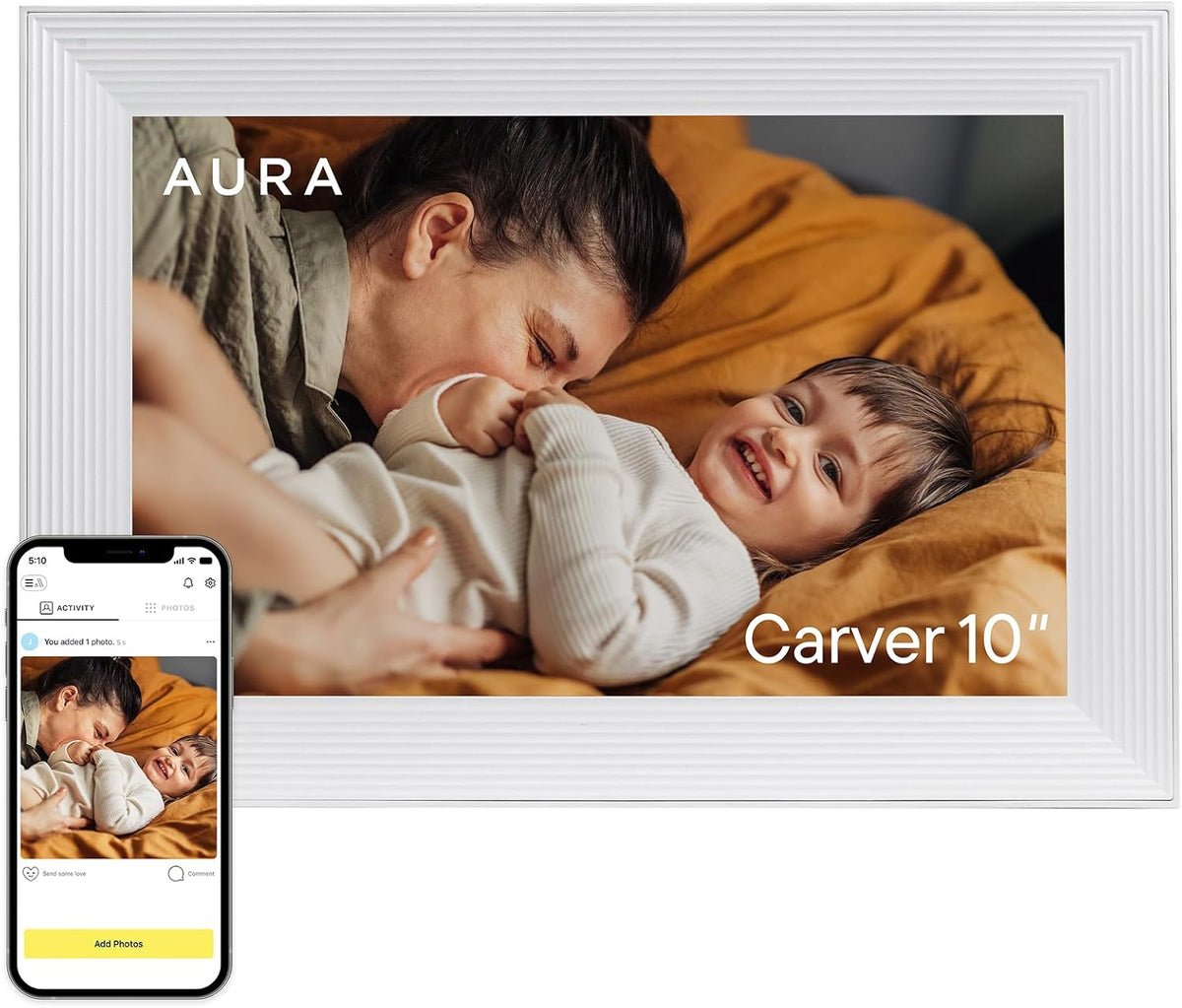 Aura Aspen 12" Digital Photo Frame - Black with Paper Mat - PuriLite