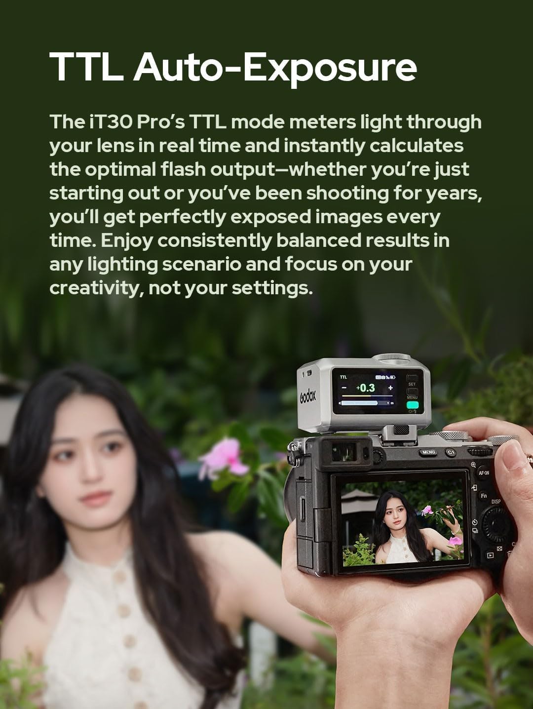 Godox iT30 Pro S iT30Pro-S Godox Flash for Sony Camera,TTL Flash,HSS 1/8000s, 2.4G Wireless Master/Receiver,Compatible with A7CII,A7IV,ZV-E10,A7RV,A7C,A7III,A6700,A6400,ZV-E1,FX3(Black) - PuriLite