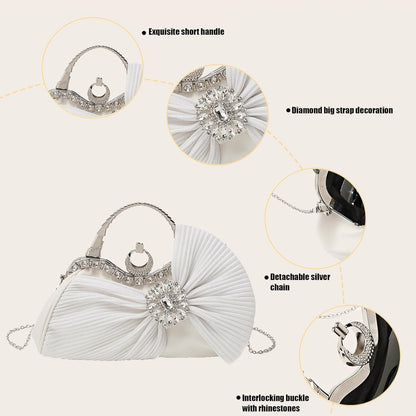 Buric Clutch Purses for Women Rhinestone Evening Handbag Bridal Wedding Prom Purse Formal Party Bow Tie Clutch for Women - PuriLite