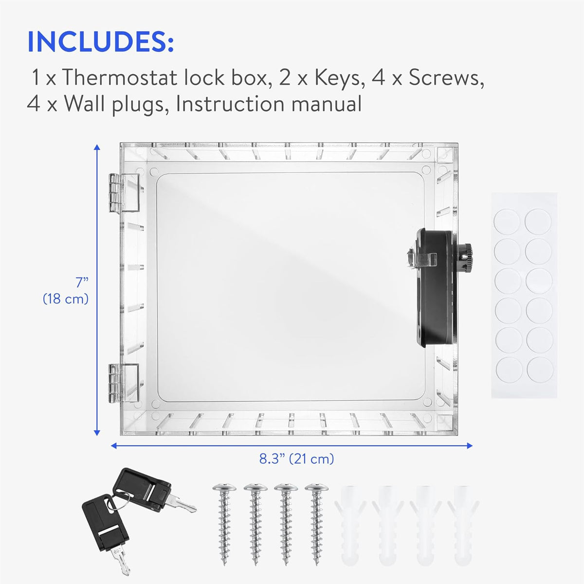 Fortstrong Thermostat Lock Box - Security AC Cover with Dual Combination and Key Locks - Air Conditioner Temperature Control Lockable Boxes - Locking Covers for Thermostats on Wall - PuriLite