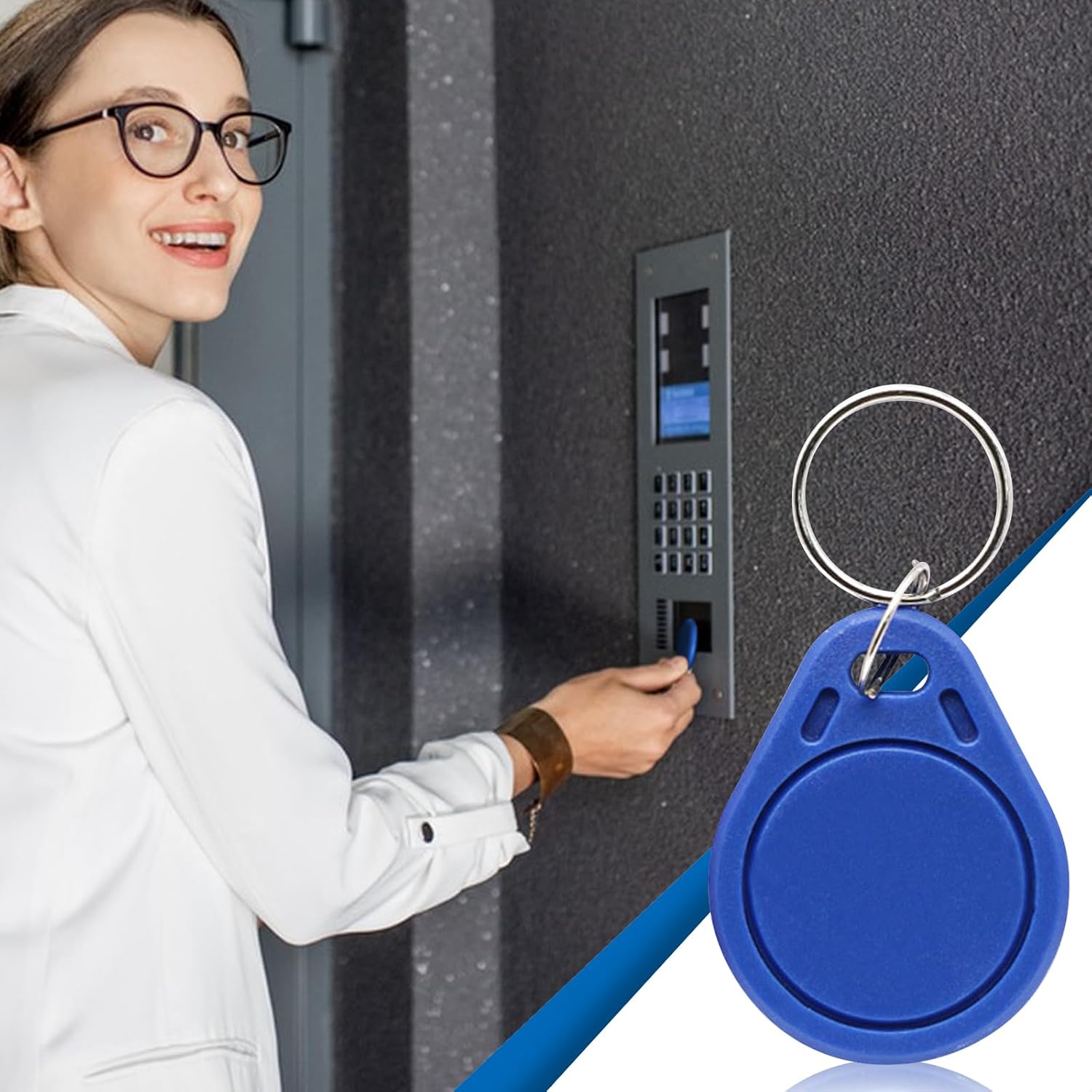 RFID Key Fobs 125KHz 50 PCS, T5577 Proximity ID Tag Rewritable Keypad Card Door Lock Entry Access Control System Fob Tag Wholesale (Black) - PuriLite