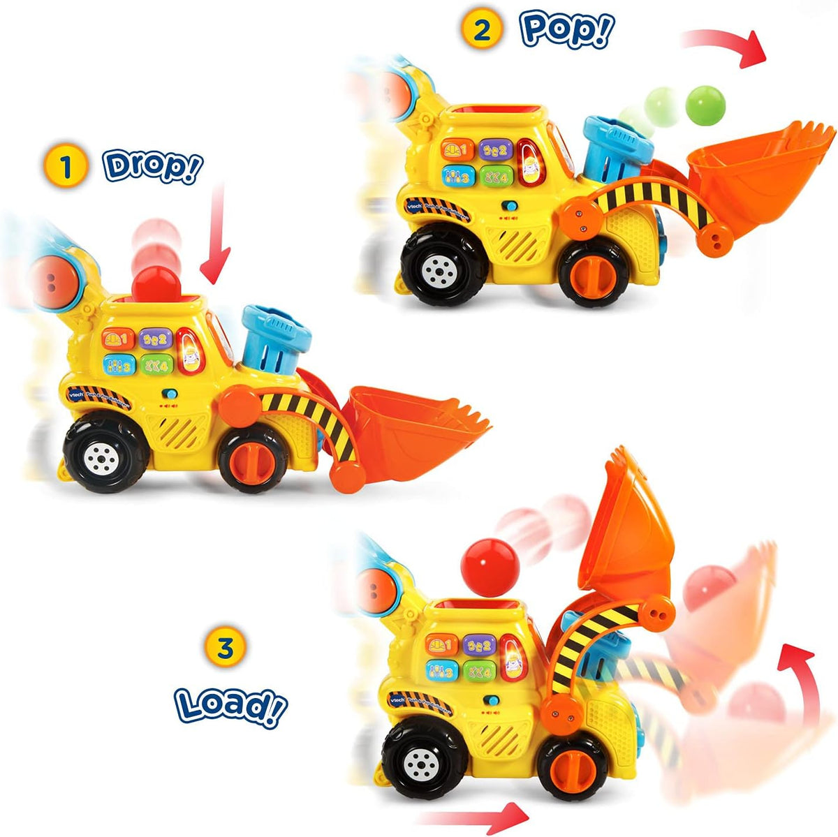 Push and Pop Bulldozer Toy | Interactive Push Toy for Toddlers | Ball Popping Construction Vehicle | Early Learning Push Toy | Motor Skill Development Toy - PuriLite