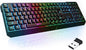 KLIM  Chroma Wireless Gaming Keyboard RGB New - Long-Lasting Rechargeable Battery - Quick and Quiet Typing - Water Resistant Backlit Wireless Keyboard for PC PS5 PS4 Mac - Black - PuriLite
