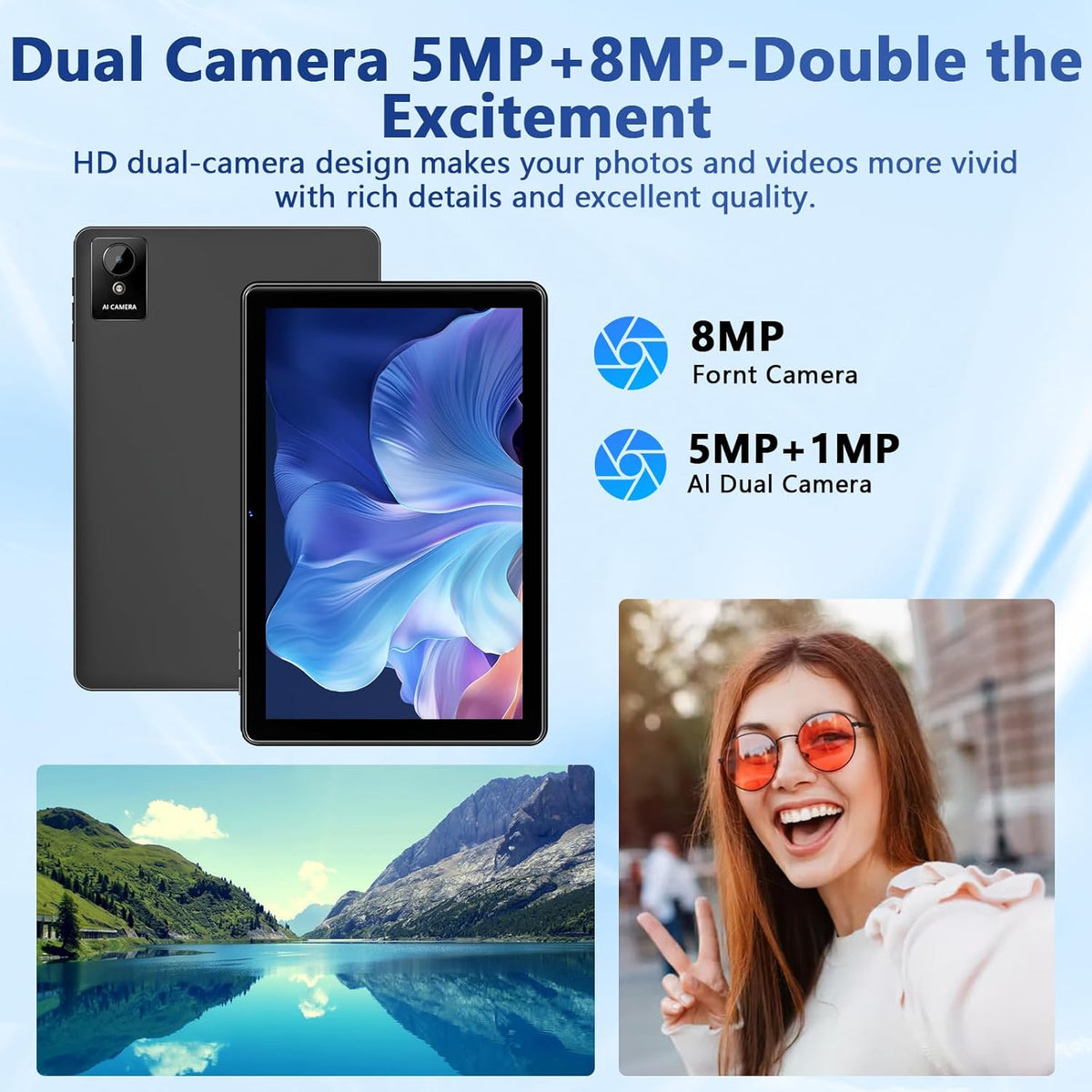 Tablet 10 Inch, 2025 Android 15 Newest Tablets, 18GB+128GB, 1TB Expand, Widevine L1 Compatible Octa-Core Tablet with WiFi 6, 6000mAh Battery, Dual Camera(5MP+8MP) - PuriLite
