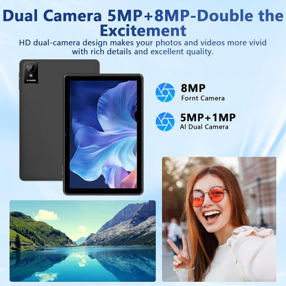 Tablet 10 Inch, 2025 Android 15 Newest Tablets, 18GB+128GB, 1TB Expand, Widevine L1 Compatible Octa-Core Tablet with WiFi 6, 6000mAh Battery, Dual Camera(5MP+8MP) - PuriLite