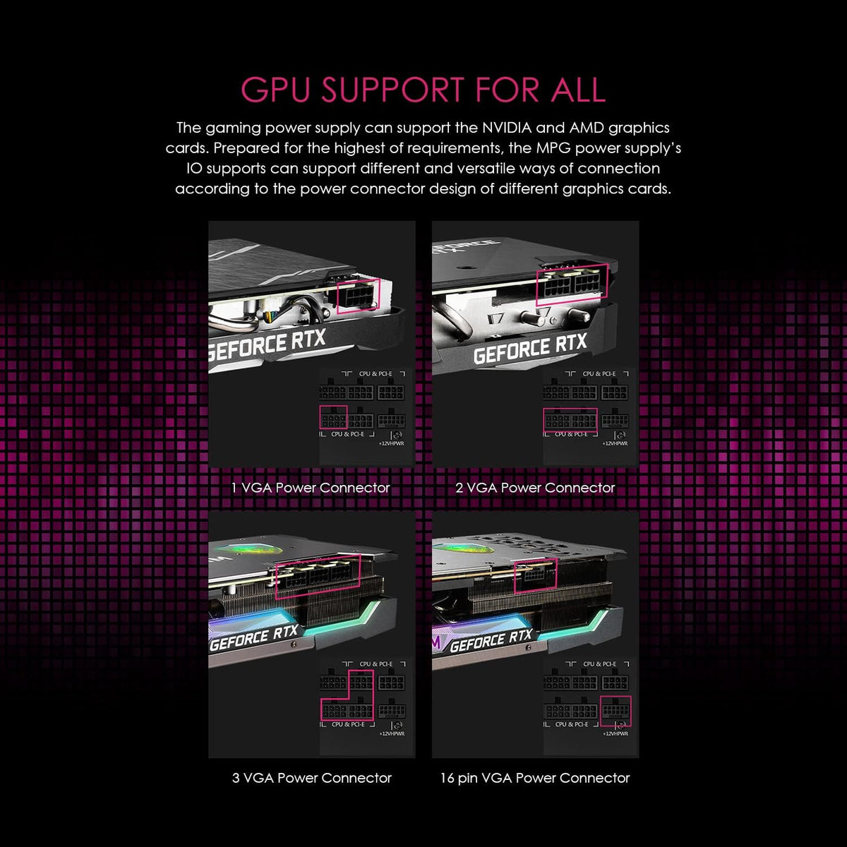 MSI MPG A1250GS PCIE5, 80 Plus Gold Full Modular 1250W Power Supply, 12V-2x6 Cable, ATX 3.1 & PCIE 5.1 Ready - PuriLite