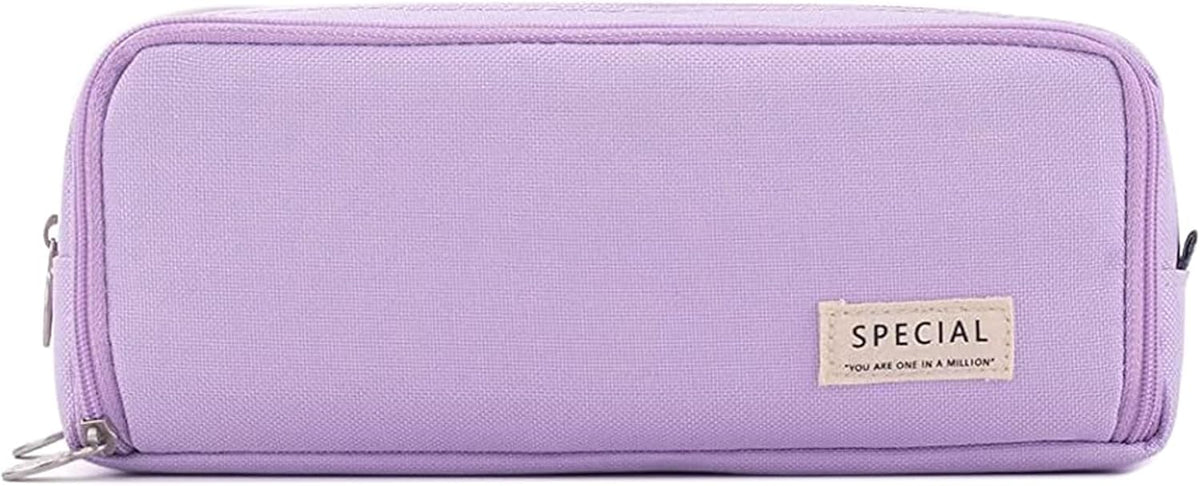 Big Capacity Pencil Case, OLIYuMi 3 Compartment Pencil Pouch Pencil Bag Storage Box Stationery Organizer Makeup Bag with Zipper Closure for Student Office College Boys and Girls (Pink) - PuriLite