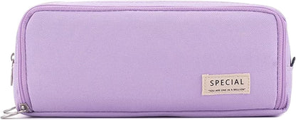 Big Capacity Pencil Case, OLIYuMi 3 Compartment Pencil Pouch Pencil Bag Storage Box Stationery Organizer Makeup Bag with Zipper Closure for Student Office College Boys and Girls (Pink) - PuriLite
