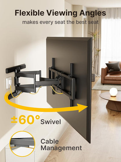 monTEK Long Arm TV Wall Mount for Most 43-90 Inch TVs, 42.5 Inch Long Extension TV Mount Swivel and Tilt, Full Motion Wall Mount TV Bracket Fit Max VESA 800 x 400mm, Up to 132 lbs, 16”,18” Studs - PuriLite