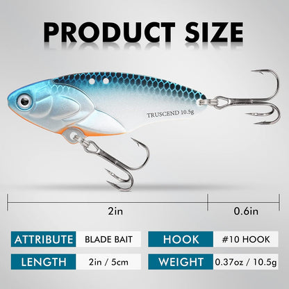TRUSCEND Fishing Spinners with Unique Double Spoons, Nano-Plated Rooster Tail Fishing Lures with Copper Body & Blade, Great Action Blade Bait for Bass Trout Walleye, Freshwater Ice Fishing Jigs - PuriLite