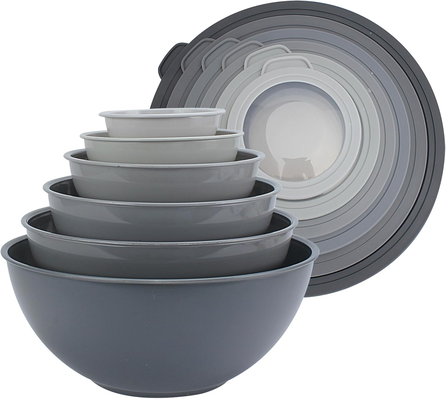 COOK WITH COLOR Mixing Bowls with TPR Lids - 12 Piece Plastic Nesting Bowls Set Includes 6 Prep Bowls and 6 Lids, Microwave Safe Mixing Bowl Set (Mint) - PuriLite