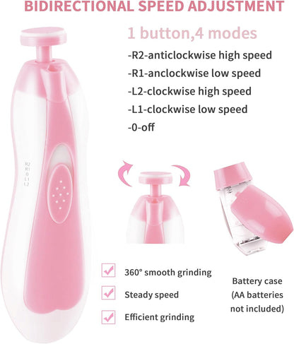 Baby Nail Trimmer Electric,Baby Nail File Clipper for Toes and Fingers - PuriLite