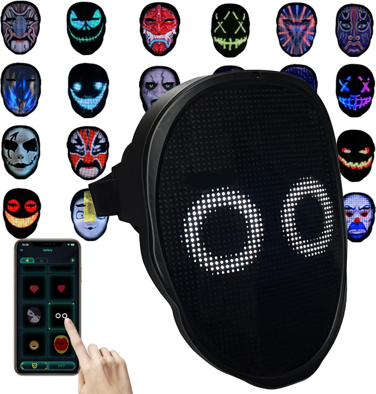Depointer Life Led Mask with Bluetooth-compatible App Controlled, Customizable Shining Mask - PuriLite