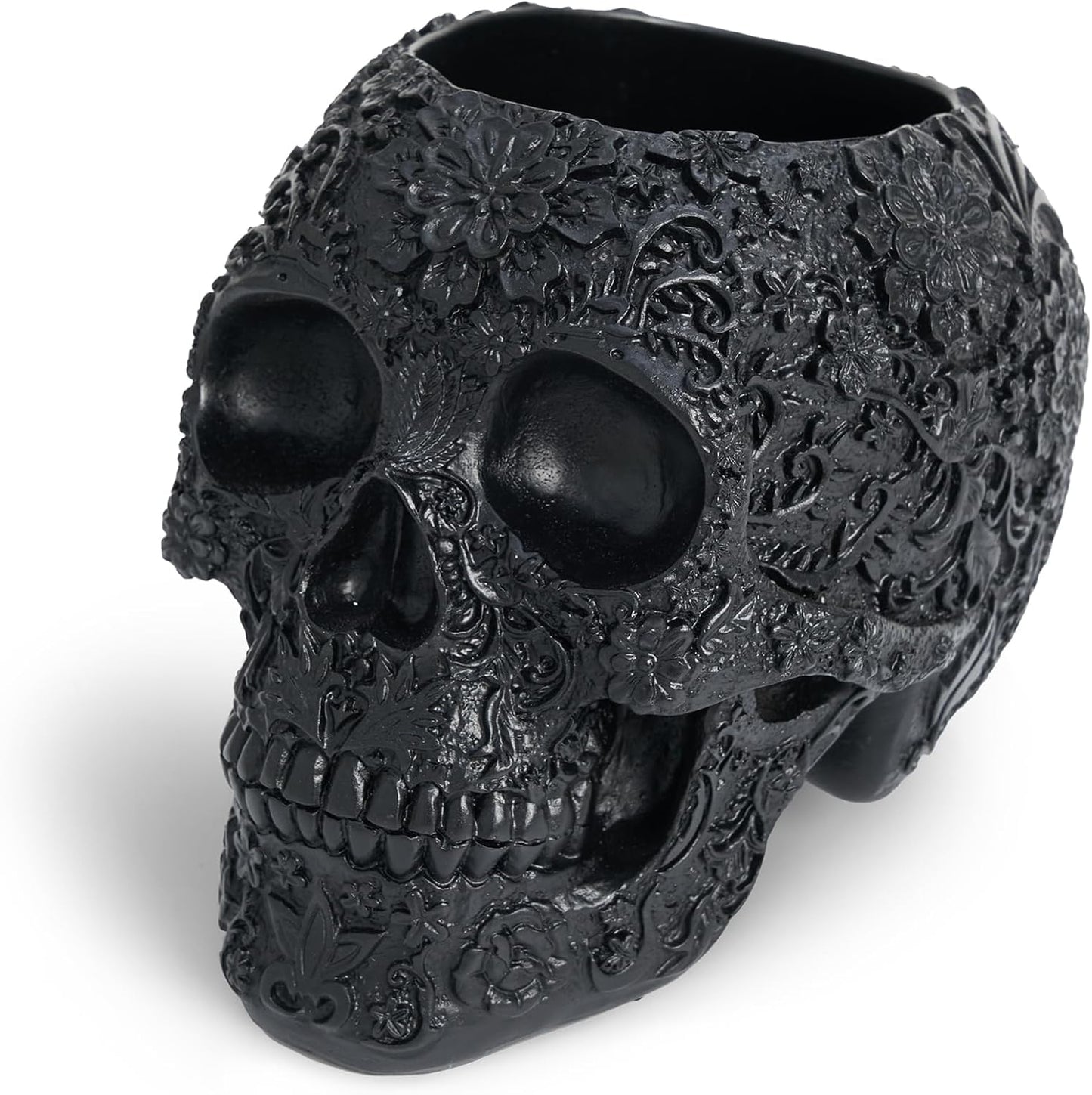 Black Skull Organizer | Makeup Brush Holder | Candy Bowl | Pen Holder | Gothic Skull Décor - PuriLite