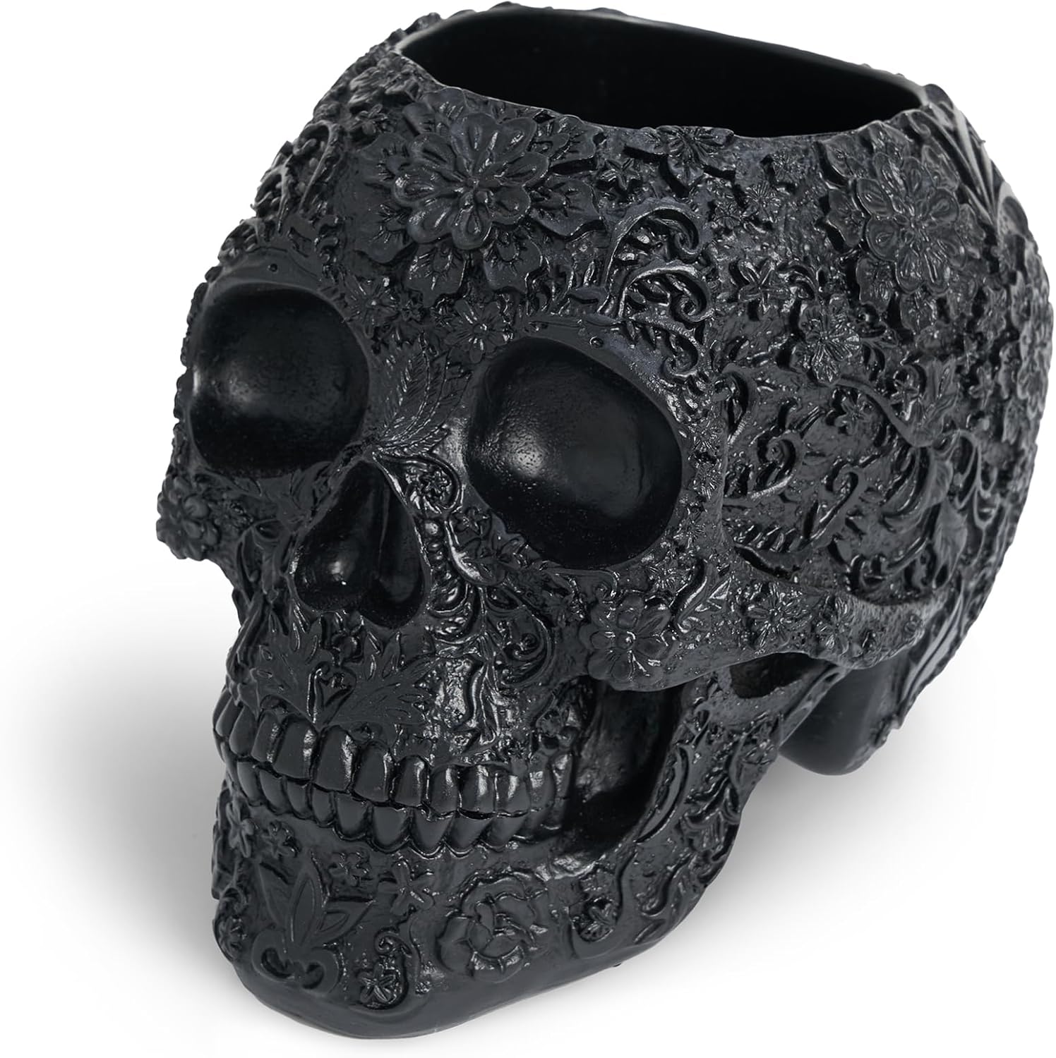 Black Skull Organizer | Makeup Brush Holder | Candy Bowl | Pen Holder | Gothic Skull Décor - PuriLite