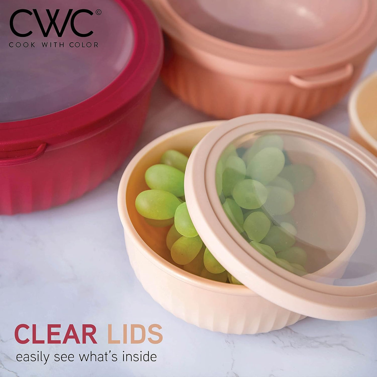 COOK WITH COLOR Prep Bowls with Lids- 8 Piece Nesting Plastic Small Mixing Bowl Set with Lids (Teal Ombre) - PuriLite