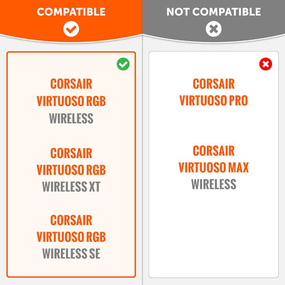 WC Upgraded Replacement Earpads for Corsair Virtuoso RGB Wireless Gaming Headset Made by Wicked Cushions | Improved Durability, Thickness, Softer Leather, and Sound Isolation | (90s Black) - PuriLite