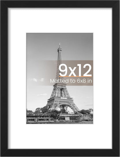 upsimples 11x14 Picture Frame, Display Pictures 8x10 with Mat or 11x14 Without Mat, Wall Hanging Photo Frames, Black - PuriLite