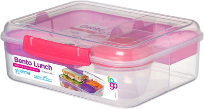 Sistema to Go Bento Box | Lunch Box with Yogurt/Fruit Container | 1.65 L | 6.9 Cup| BPA-Free | Colour May Vary - PuriLite