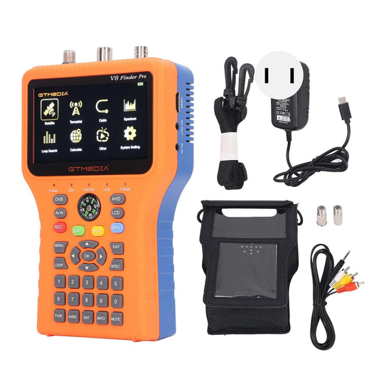 Satellite Finder, V8 Finder PRO FTA DVB S2 S2X Meter Digital Satellite Finder with 4.3inch LCD Screen Compass Function (US Plug) - PuriLite