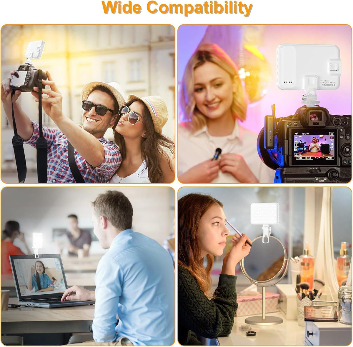 Anautin Selfie Light, 60 LED 2200mAh Rechargeable Clip Fill Video Light (Black) - PuriLite