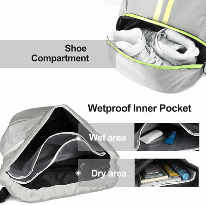 Hoedia Sports Drawstring Backpack - String Swim Gym Bag with Shoes Compartment and Wet Proof Pocket for Women/Men - PuriLite