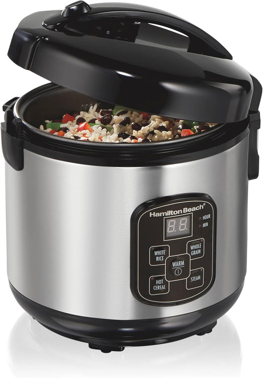 8-Cup Digital Rice Cooker | Programmable Electric Rice Cooker & Food Steamer with 4 Rice Settings, PFAS-Free Nonstick Pot & Steam Basket