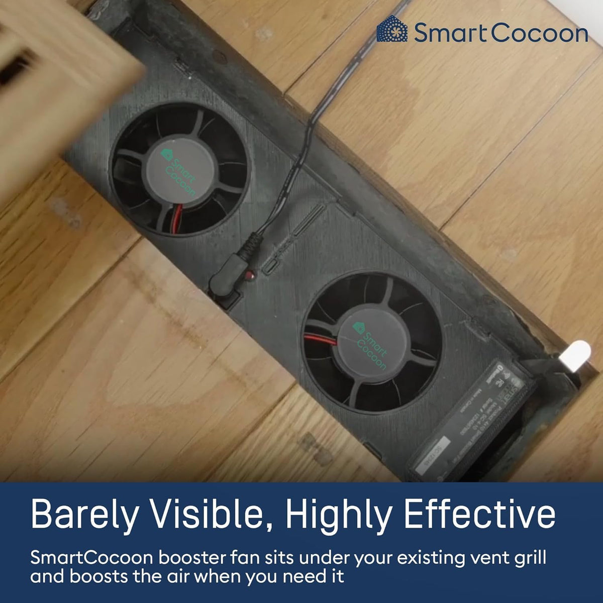 SMARTCOCOON 3"X10" Smart Register Booster Fan - Dual Air Conditioner & Heater For Bedroom - Floor Register Integrates With Nest & Ecobee Smart Thermostats - Syncs with HVAC System & Smartphone Control - PuriLite
