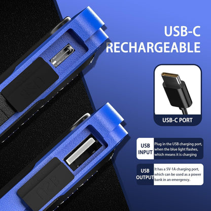 WARSUN Led Work Light Rechargeable, Portable Magnetic Work Light, LED Flood Light Waterproof for Outdoor Camping Hiking Emergency Car Repairing (USB + Solar Charging, Blue) - PuriLite