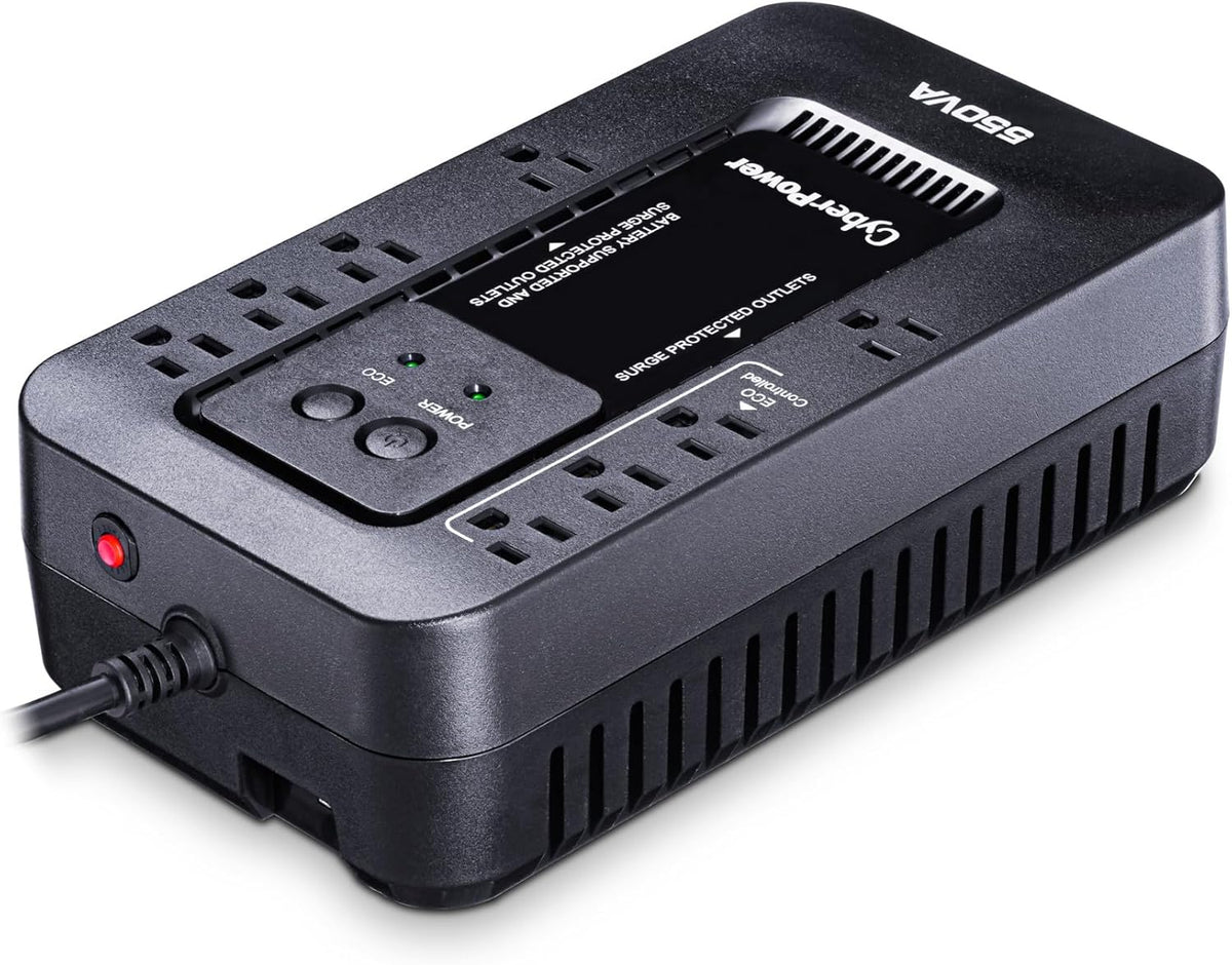 CyberPower EC850LCD Ecologic Battery Backup & Surge Protector UPS System, 850VA/510W, 12 Outlets, ECO Mode, Compact, Uninterruptible Power Supply - PuriLite