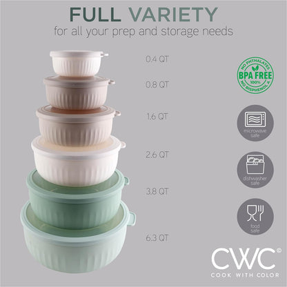 COOK WITH COLOR Prep Bowls with Lids- 8 Piece Nesting Plastic Small Mixing Bowl Set with Lids (Teal Ombre) - PuriLite