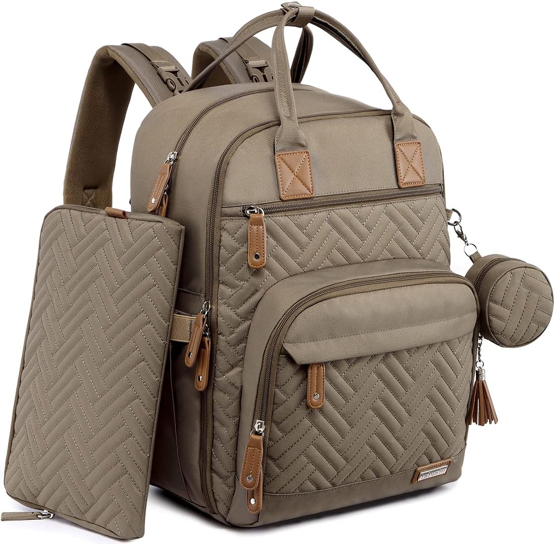 Diaper Bag Backpack, iniuniu Large Baby Bags with Diaper Pouch, Washable Changing Pad, Pacifier Case and Stroller Straps - PuriLite